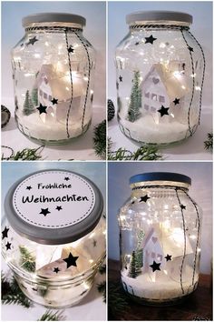 Lichthaus im Glas Christmas Decor Ideas For Apartments, Decor Ideas For Apartments, Ideas For Apartments, Crafts With Glass Jars, Christmas Door Decorating Contest, Decor Ideas For Living Room, Christmas Decorations Apartment, Door Decorating Contest, Christmas Art Projects