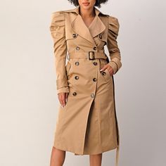 Nwt Slay Effortlessly While Letting Everyone Know You’re About Your Business In This Gorgeous Coat! The Perfect Piece To Stay Warm While Looking Fab! Double Breasted, Tortoise Buttons, Trench Belt, Dramatic Puffed Sleeves, Fully Lined. Dress Up Or Down. Add Heels, Boots, Booties, Or Sneakers To Complete The Look. Fitted Through The Sleeves With Puffed Shoulders Fabric: Polyester; Fully Lined Fits True To Size Fall Office Outerwear With Puff Sleeves, Fall Workwear Outerwear With Puff Sleeves, Fall Workwear Puff Sleeve Outerwear, Long Hooded Jacket, Lightweight Trench Coat, Pink Trench Coat, Oversized Trench Coat, Double Breasted Trench Coat, Belted Trench Coat