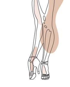 a line drawing of two women in high heeled shoes, one with her back to the camera