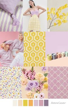 a collage of different colors and patterns with the words butterscotch lilac