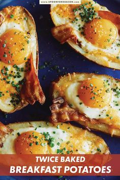 an egg is sitting on top of some potato wedges with cheese and chives