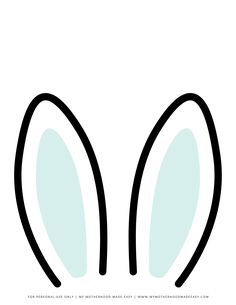 an easter bunny's ears are shown in black and white, against a light blue background