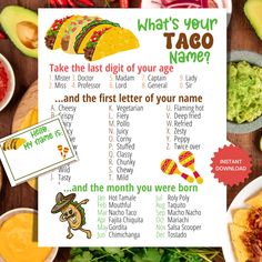 what's your taco name? printable poster