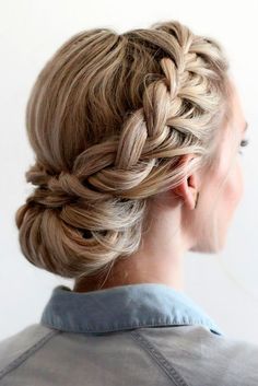 Braided Prom Hair Updos to Finish Your Fab Look ★ See more: http://glaminati.com/braided-prom-hair-updos/ Braided Updos, Formal Hair, Braided Prom Hair, Boho Wedding Hair, Graduation Hairstyles, Braid Hair, Penteado Cabelo Curto, Braided Updo, Wedding Hair And Makeup