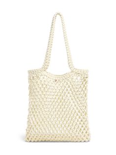 Sunwashed Macrame Tote - Cream Eco-friendly Macrame Straw Bag For Vacation, Eco-friendly Macrame Straw Bag For Summer, Eco-friendly Lightweight Crochet Bag For Spring, Bohemian Crochet Cotton Bag In Natural Color, Lightweight Cream Crochet Bag For Summer, Eco-friendly Cream Crochet Bag For Vacation, Summer Vacation Macrame Bags, Casual Natural Cotton Straw Bag, Cream Crochet Beach Bag With Open Weave