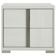 a white cabinet with three doors and two drawers