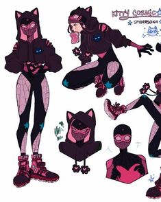 an image of some character designs for the animated movie spider - man and catwoman