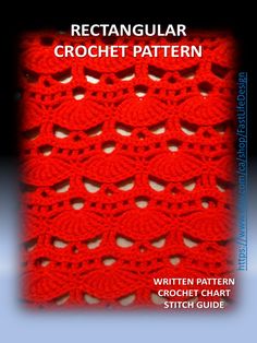 red crocheted fabric with holes in the middle and an openwork pattern on it