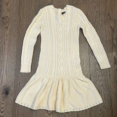 Top Seller Fast Shipping Pet Free Home Smoke Free Home Casual Knit Cream Dress, Casual Cream Knit Dress, White Cable Knit Sweater Dress For Spring, Cozy Knitted Spring Dresses, Casual Cream Knitted Dress, Ralph Lauren Cable Knit Dress, Cozy Cable Knit Spring Dress, Beige Knee-length Sweater Dress, Polo Collar Knit Dress