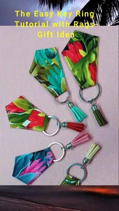 the easy keyring is made with fabric tassels