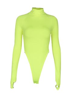 This Turtleneck High-Cut Bodysuit is perfect for any look you want to achieve. It has a long sleeve turtleneck silhouette that has a high-cut leg design that creates a flattering shape and comfortable fit. It's perfect for both everyday wear and special occasions. Fabric composition: polyester fiber Green Long Sleeve Stretch Bodysuit, Green Stretch Long Sleeve Bodysuit, Green Long Sleeve High Stretch Bodysuit, Green High Stretch Long Sleeve Bodysuit, Winter High Neck Bodysuit With Thumbholes, Summer Long Sleeve Bodysuit With Thumbholes, Long Sleeve Bodysuit With Thumbholes For Summer, Summer Long Sleeve High Stretch Bodysuit, Winter Green Fitted Bodysuit