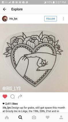 an image of a heart shaped sticker with flowers in the shape of a bird