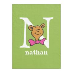 the letter m is for nathan with a teddy bear wearing a bow tie on it