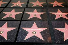 star on the hollywood walk of fame with pink and black stars that read, nick grizuninovv