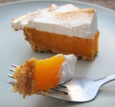 a piece of pie on a plate with a fork