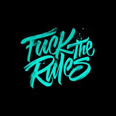 the words truck the ries written in blue ink on a black background with green and white