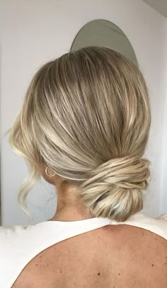 Chic Updos To Elevate Your Hair Game : Low Textured Chignon Low Bun Wedding Hair, High Bun Hairstyles, Bridesmaid Updo, Low Bun Hairstyles