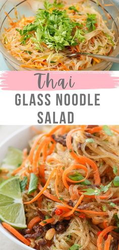 thai glass noodle salad with carrots and cilantro