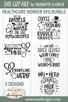 svg cut file for silhouette and cricut - health care worker svg bundle