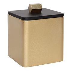 a gold and black box with a square lid