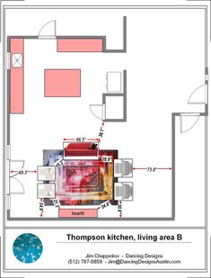 the floor plan for thomas kitchen, living area b