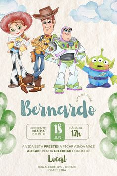 a poster for the movie berencude with characters from toy story book, including buzz and woody