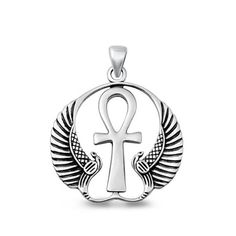 Sterling Silver Oxidized Ancient Egyptian Ankh & Wings Pendant .925 New Jewelry Female Unisex All our silver jewelry is crafted from .925 silver also commonly referred to as sterling silver. Sterling silver is the standard for beautiful high-quality silver jewelry and cannot be replicated by lower priced silver plated jewelry. It is 92.5% pure silver, mixed with alloys to add strength and durability to stand the test of time. Keep your fine jewelry shiny and elegant by storing it properly. Jewelry needs to be stored in a dry area, preferably away from air in a jewelry box or plastic bag. Avoid exposure to harsh chemicals. Use a polishing cloth to remove tarnish build-up over time. Size: One Size.  Age Group: adult. Square Diamond Studs, Eye Of Horus Necklace, Egyptian Ankh, Wings Pendant, Stainless Steel Chain Necklace, Wing Necklace, Silver Plated Jewelry, New Jewelry, Ancient Egyptian