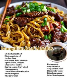 Mongolian Beef Recipe Noodles, Mongolian Sauce Recipe, Mongolian Beef Noodles Recipe, Mangolian Beef, Mongolian Beef Ramen, Beef Fillet Recipes, Mongolian Beef Noodles, Noodle Pasta Recipes, Mongolian Beef Recipe