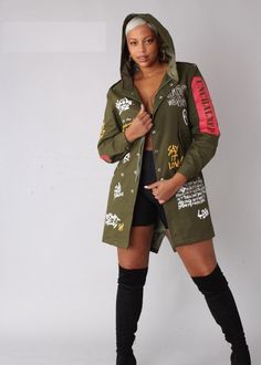 For Her NYC 81782 Diva Den, Nyc Spring, Cultural Values, Spring 2023, Top Fabric, Affordable Fashion, Adidas Jacket, Hooded Jacket, Military Jacket