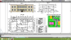 a computer screen shot shows plans and drawings for a building, including the front door