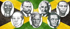 six presidents are depicted in the shape of jamaica's flag, and each has their own image on it