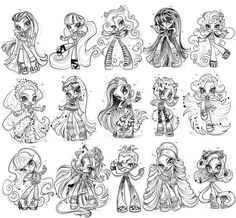 some cartoon character sketches from my little pony girl series, which i'm currently working on