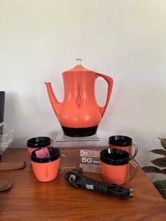 Orange West Bend Fiesta Perk Coffee Percolator Mid Century Kitschy New in Box with 4 cups 10 Cup Perk  This is NEW OLD STOCK, nothing has been used. You will get the box that the coffee pot came in, the 4 cups that match in plastic. This will ship in a priority box 12x12x8.  This is a wonderful for  your vintage home! Percolator Coffee Pot, Coffee Percolator, Percolator Coffee, Tea Makers, Vintage Home, The Coffee, Coffee Pot, The 4, Etsy Finds