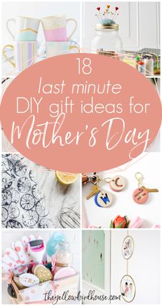 18 Last minute DIY gift ideas for Mother's Day. The last minute is not a problem because these gift ideas for mom are still so thoughtful and fun! She'll love them. All these DIY gifts are simple to make or assemble in a hurry, with no special or hard to find materials required. Ideas For Mother's Day, Last Minute Birthday Gifts, Anniversaire Diy, Homemade Mothers Day Gifts, Grandmas Mothers Day Gifts