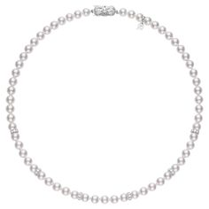 The size of the Pearls measure between 7mm - 7.5 mm. This beautiful Pearl Necklace also features 18ct white gold. Diamonds - 0.60ct PDL751071WGS13 Pearl Diamond Jewelry, Unusual Necklace, Pearl Strands Necklace, Beautiful Pearl Necklace, Pearl And Diamond Necklace, Mikimoto Pearls, Pearl Strand, Cultured Pearl Necklace, White Gold Necklaces