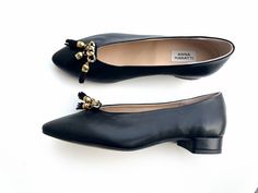 Jane  - our newest classic black flat slip one shoes. They are very comfortable, chic and will look great with black formal trousers, jeans or skirt. We used the finest leather, the most comfortable shoe shape and a manufactured durable sole so that you can enjoy the most out of these gorgeous shoes. All of our shoes are handmade, created with careful attention to comfort, detail and style. BRAND: Anna Maratti MATERIAL: fine soft leather LINING: calf leather SOLE: soft, lightweight and durable F Formal Slip-on Court Shoes With Flat Heel, Elegant Pointed Toe Slip-on Flats For Work, Elegant Slip-on Court Shoes For Office, Elegant Slip-on Flats With Almond Toe, Elegant Business Flats With Low Heel, Elegant Low Heel Flats For Business, Black Pointed Toe Flats For Office With Branded Insole, Formal Pointed Toe Black Flats With Branded Insole, Classic Flat Court Shoes For Office