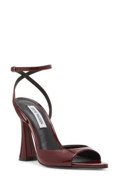 A pointy toe and flared block heel balance a striking sandal secured with an adjustable strap at the ankle. 4 1/2" heel (size 8.5) Leather upper/synthetic lining and sole Made in Brazil Cute Brown Heels, Grad Heels, Dsw Heels, Maroon Heels, Nordstrom Heels, Burgundy Sandals, 21st Birthday Outfit, Brown High Heels, Formal Heels