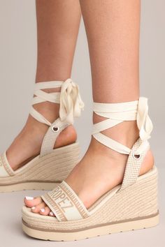 Here Again Tan Espadrille Platform Wedge Sandals Trendy Beige Closed Toe Wedge Sandals, Trendy Beige Wedge Sandals With Ankle Strap, Trendy Beige Ankle Strap Wedge Sandals, Trendy Beige Wedge Sandals, Trendy Cream Wedge Sandals With Round Toe, Trendy Beige Wedge Sandals For Spring, Trendy Espadrille Platform Wedge Sandals, Beige Wedge Heel Platform Sandals, Beige Wedge Heel Summer Heels