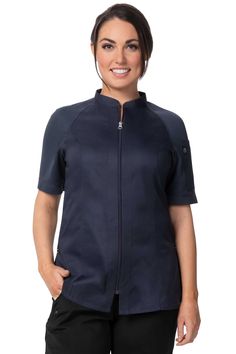 PRICES MAY VARY. Superior comfort with Cool Vent sustainable stretch fabric Single breasted zipper closure designed specifically for women Raglan short sleeve coat with side slits and color-matching knit mesh Left sleeve thermometer pocket Back collar apron tab Female Chef Uniform, Short Sleeve Coat, Chef Jackets, Chef Wear, Chef Uniform, Female Chef, Chef Coat, Women's Uniforms, Safety Clothing