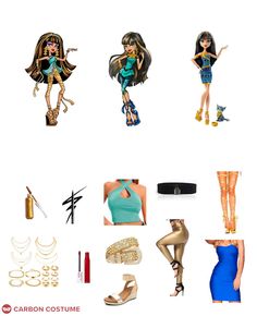 an assortment of fashion items displayed on a white background