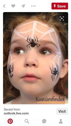 Spiders face paint idea Spider Face Painting, Spider Face, Face Painting Easy, Face Painting Halloween