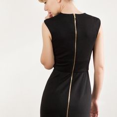 Custom Made Black Jersey Back Zipper Body Dress Perfect Fit Black Jersey, Body Dress, Dress Zipper, Gold Collection, Tailored Jacket, Gold Zipper, All About Fashion