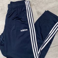 New No Tags Size Medium They Have Side Pockets As Well Check Out My Listing For More Will Bundle Casual Navy Pants With Three Stripes, Casual Navy Adidas Bottoms, Casual Navy Adidas Pants, Adidas Navy Cotton Bottoms, Black And White Joggers, Track Pants Mens, Pants Adidas, Football Pants, Adidas Joggers