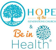 the logo for hope generations church and be in health with an image of a tree