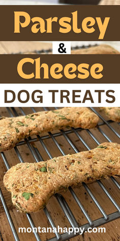 Photo of Parsley and Cheese Dog Treats on a wire rack. Text says, "Parsley & Cheese Dog Treats montanahappy.com" Dog Biscuit Recipes Easy, Dog Biscuits Homemade Easy, Crunchy Dog Treats Homemade, Parsley Dog Treats, Homemade Dog Treats Easy, Dog Treats Christmas, Cheese Dog Treats, Healthy Dog Snacks, Healthy Dog Biscuits