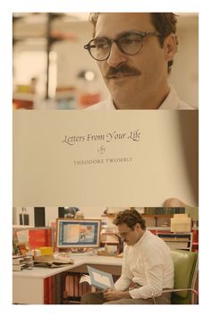 a man sitting at a desk in front of a computer monitor with the caption letters from your life