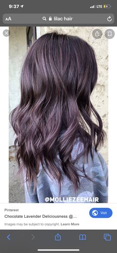 Brown Hair Shades, Hair Color Chocolate, Chocolate Hair, Purple Highlights, Lilac Hair, Lavender Hair, Pinterest Hair