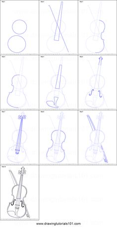 how to draw a violin step by step