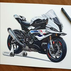 a drawing of a motorcycle on a piece of paper