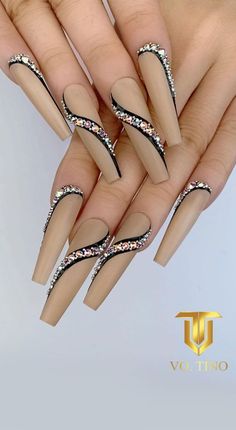 Stylish Nails Designs, Nails Design With Rhinestones, Pretty Nail Designs, Long Acrylic Nails Coffin, Bling Acrylic Nails, Glam Nails, Coffin Nails Designs, Bling Nails, Nail It